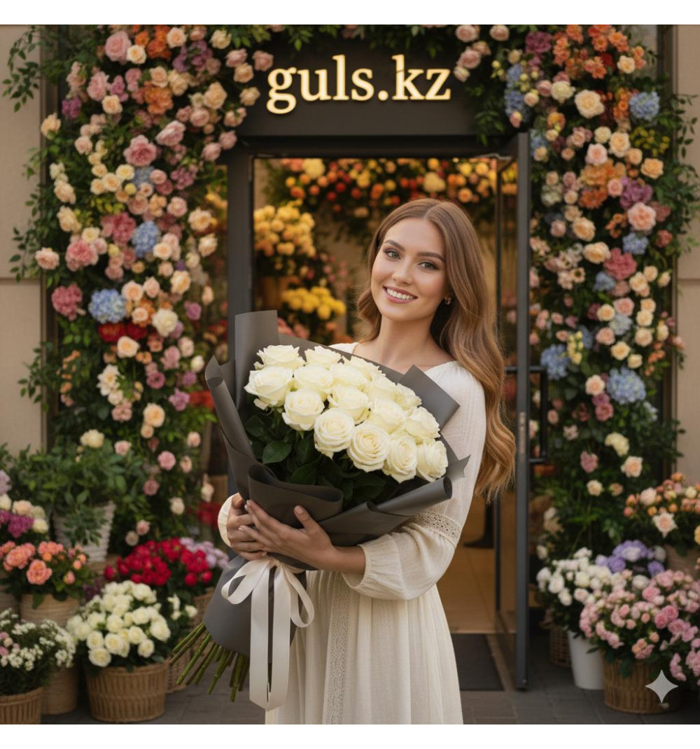 Bouquet of 21 white roses